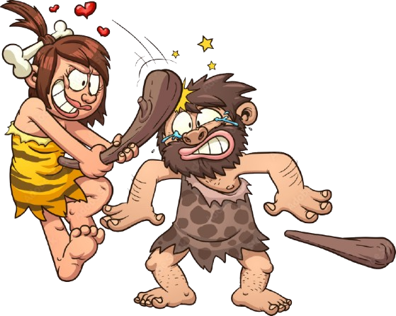 Fun cartoon caveman couple - Cave City Pawn mascots